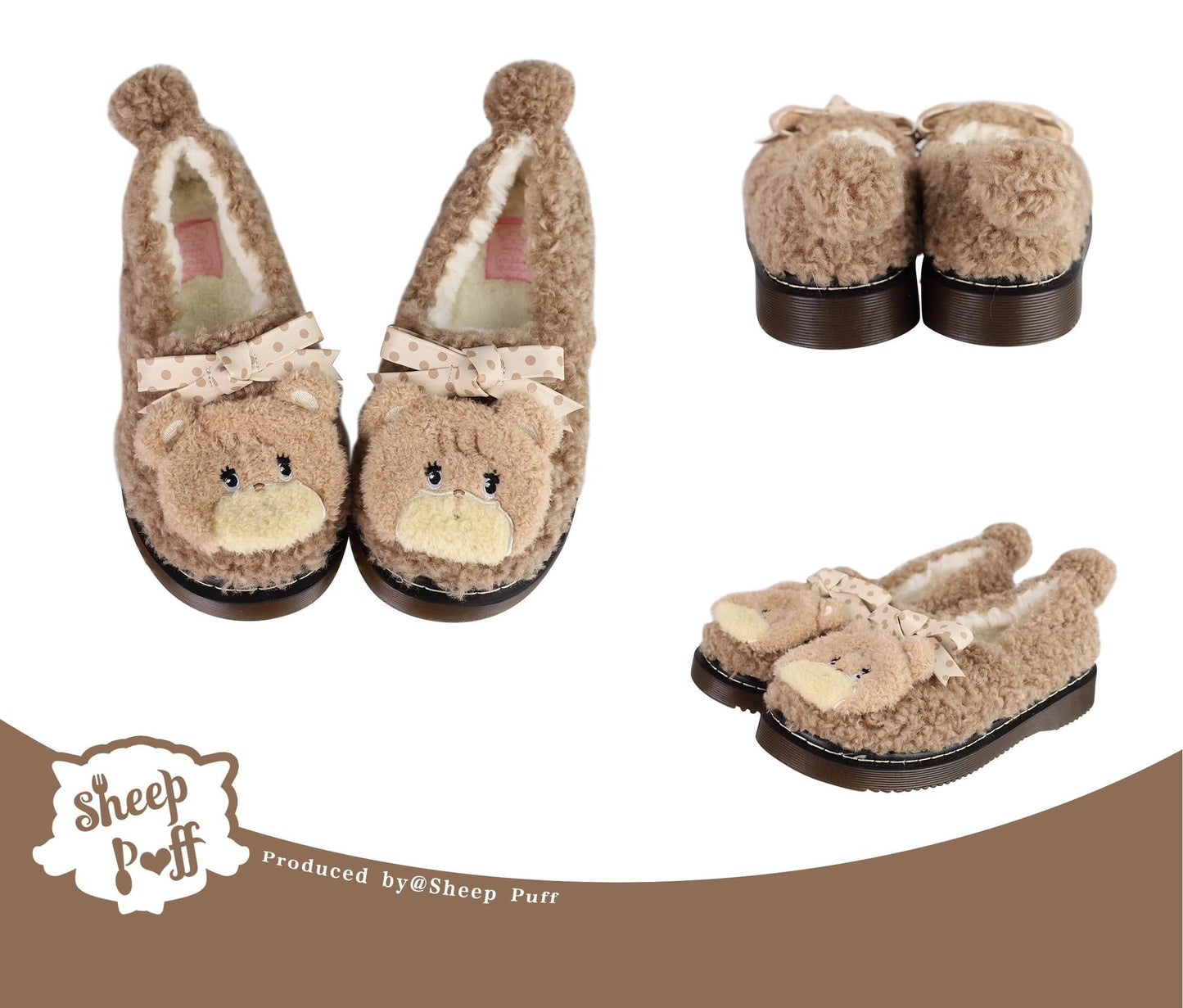 Sheep Puff - Mikko Rolled - Winter Lolita Shoes Warm Fleece Shoes