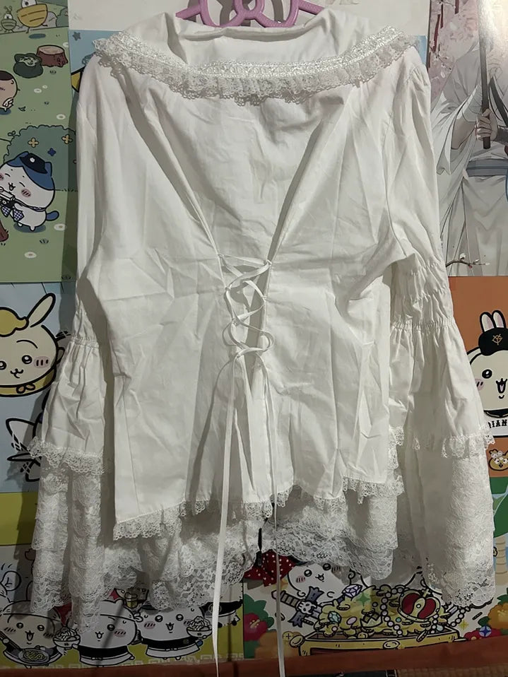 Mengfuzi - Cannelテゥs - Elegant Lolita Cotton Blouse, Hime Sleeve