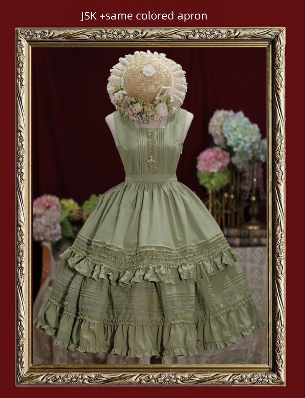 Tiny Garden - Nocturne Reminiscence - Elegant Lolita JSK Dress Multi-Wear Apron Dress Set