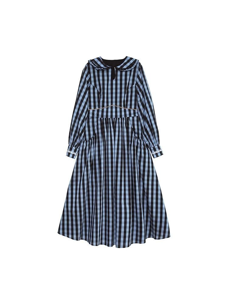 Blue and Black Checkered Dresses【s0000005931】