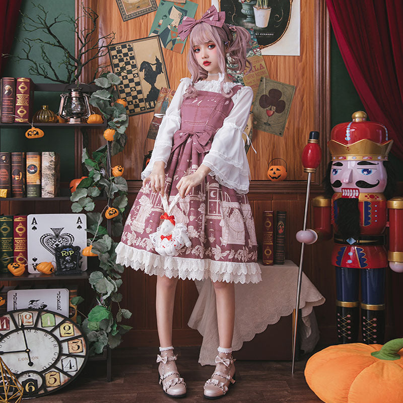 Eieyomi - Kawaii Lolita Blouse Long Sleeve Halter Neckline Chiffon Blouse
