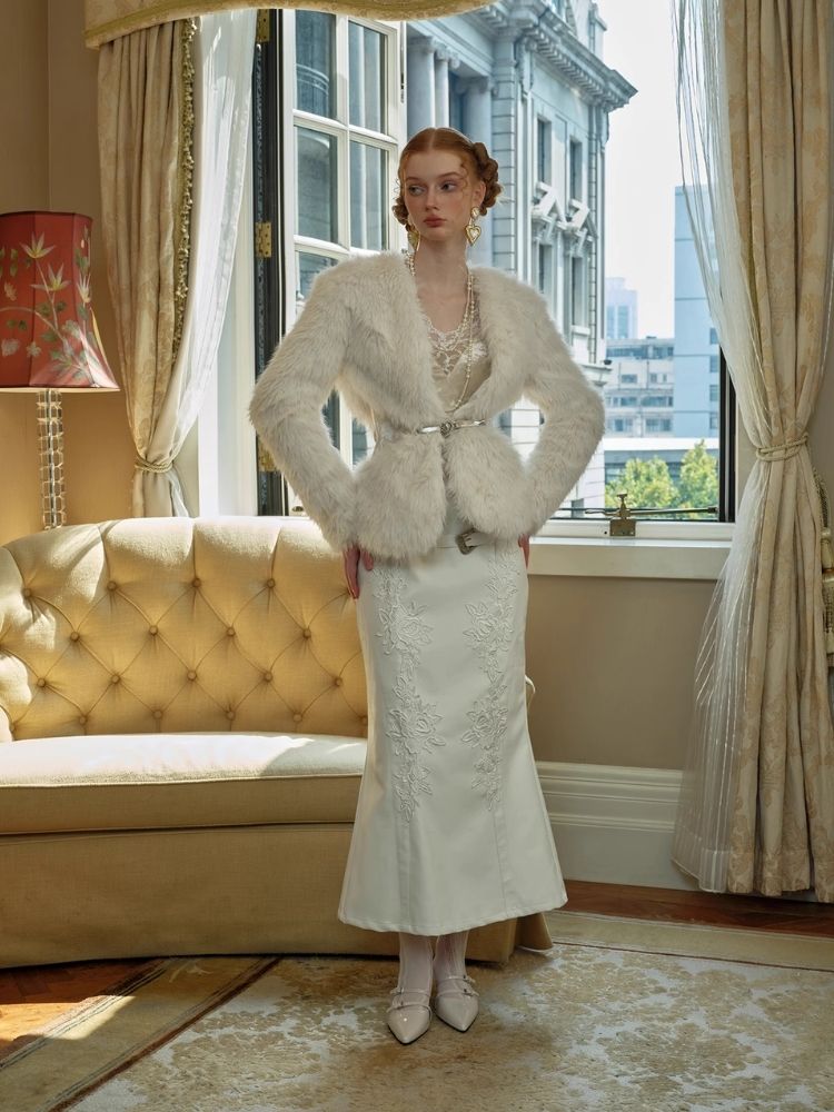 Vintage Button Fishtail Leather Skirt【s0000005426】