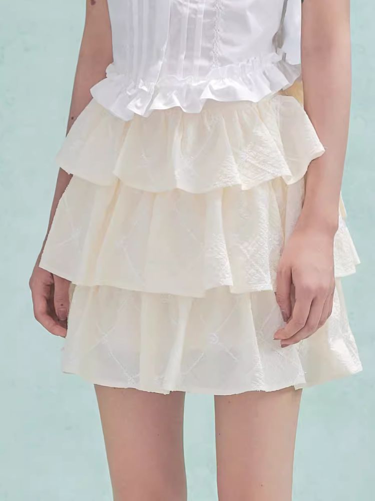 Crinkle Back Bow Cake Half Skirt【s0000006978】