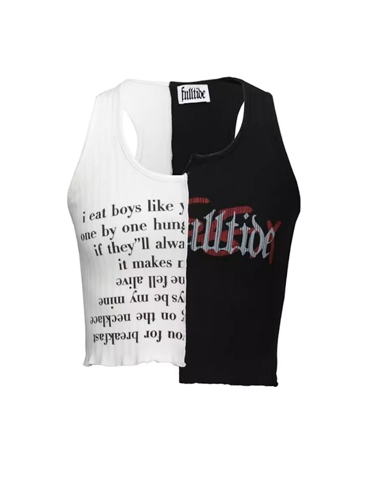 Waistless colorblocking short knitted undershirt【s0000006685】