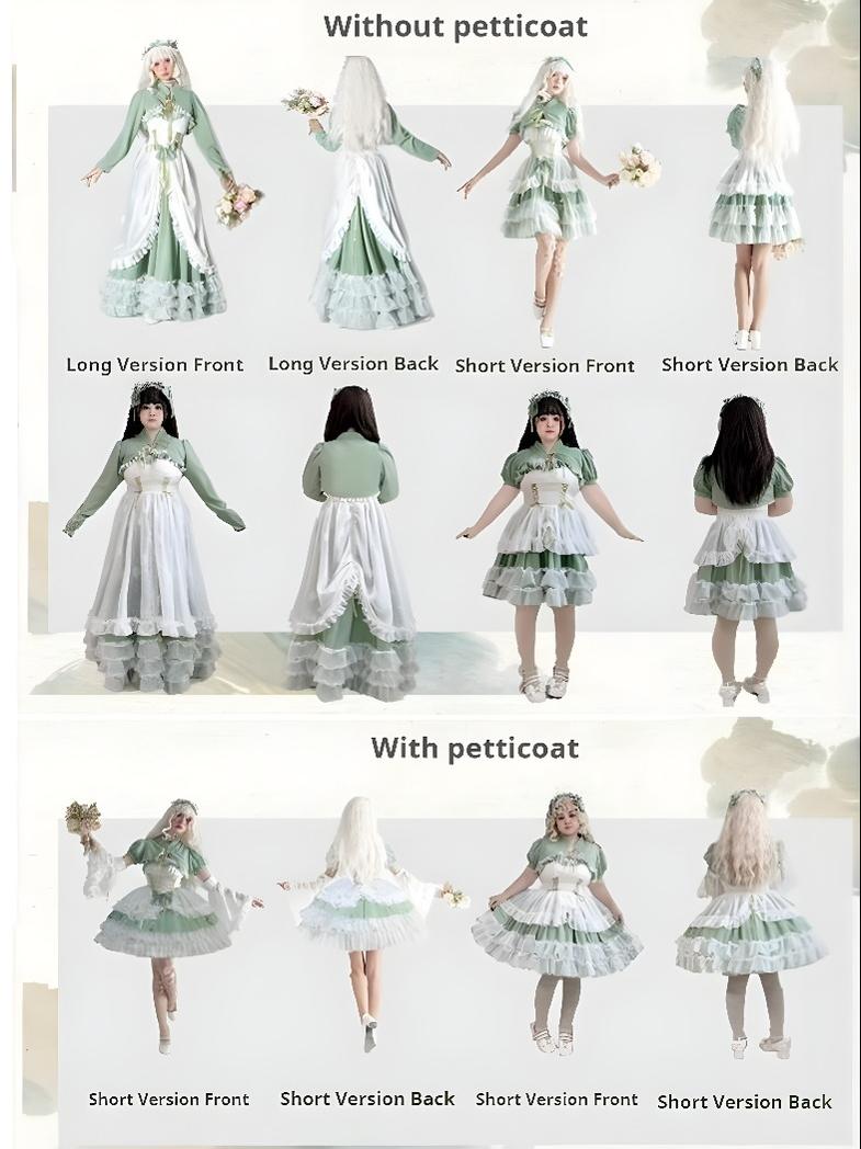 Daydream Whisper - Toting Basil - Plus Size Wedding Lolita Dress Green Bridal JSK