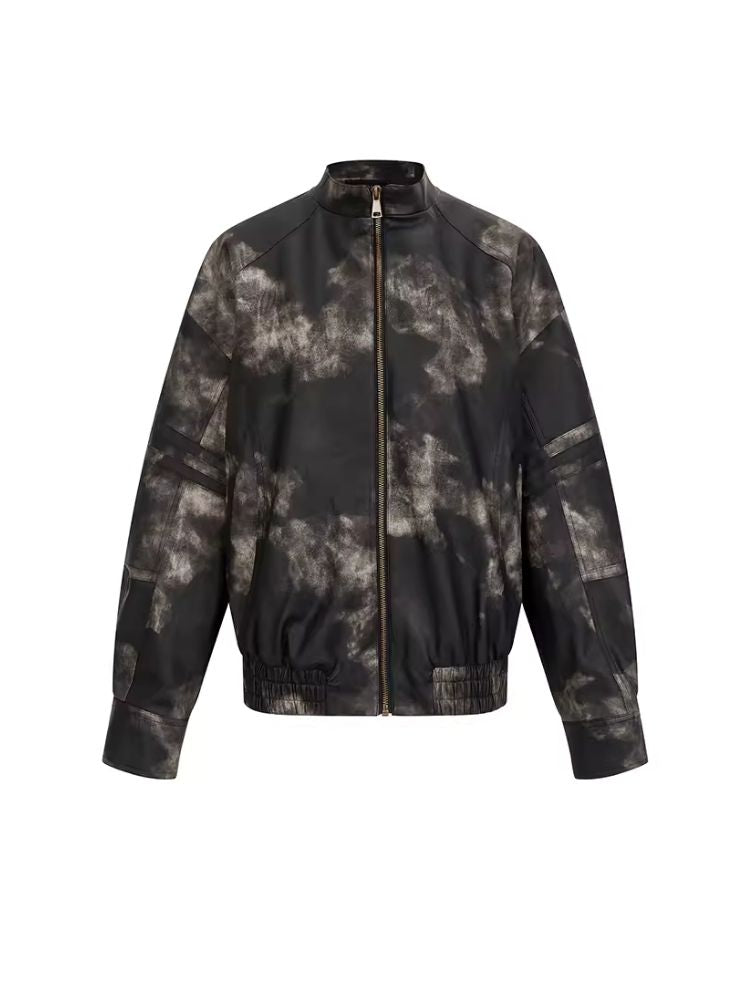 Cloudy Dragon Swimming Misty Old Leather Jacket【s0000006394】