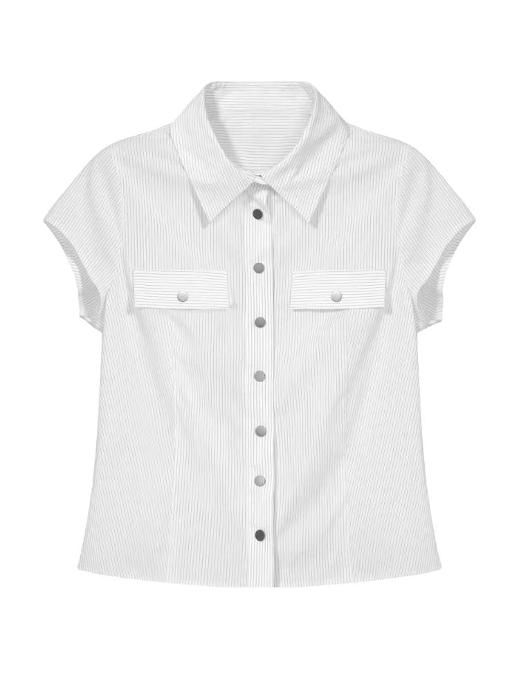 Slim Short Striped Metallic Shirt【s0000006687】