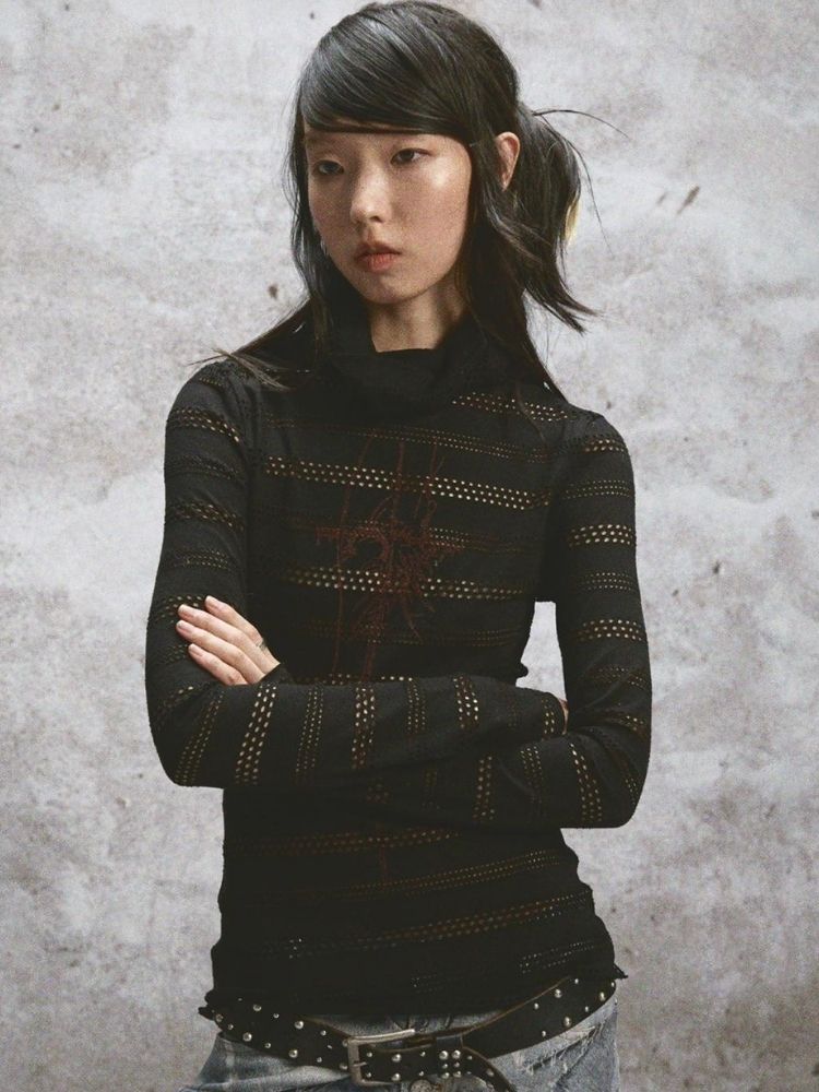 Stacked Neck Top Long Sleeve T【s0000005762】