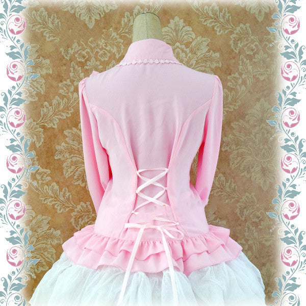Strawberry Witch - Elegant Lace-Up Back Lolita Blouse