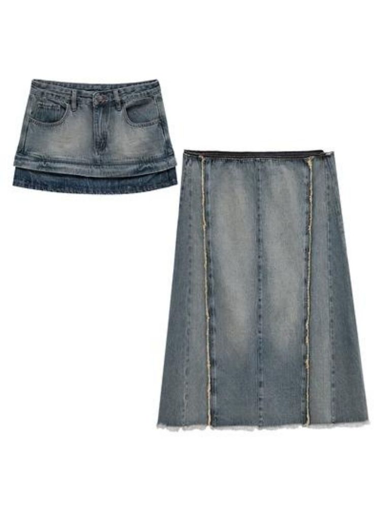 Denim Low Waist Long Half Skirt【s0000004967】