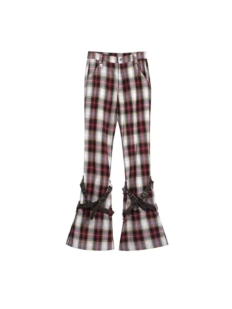 Niche retro plaid wide leg pants【s0000006700】
