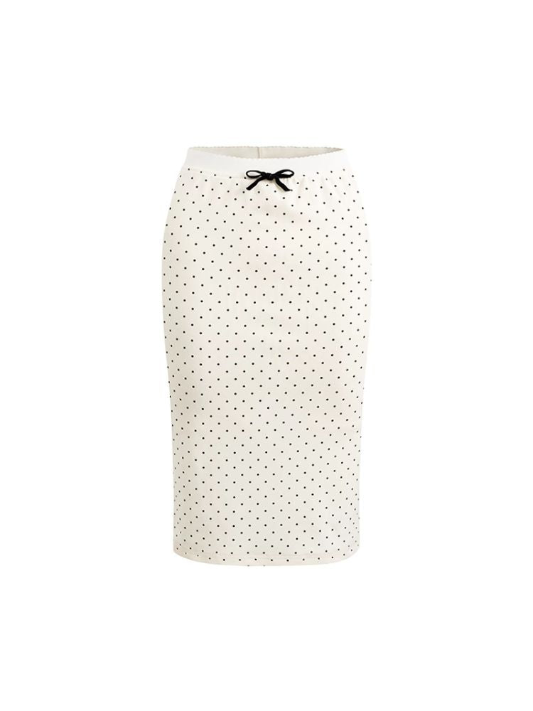 Retro Polka Dot Stretch Knit Hip Skirt【s0000007519】