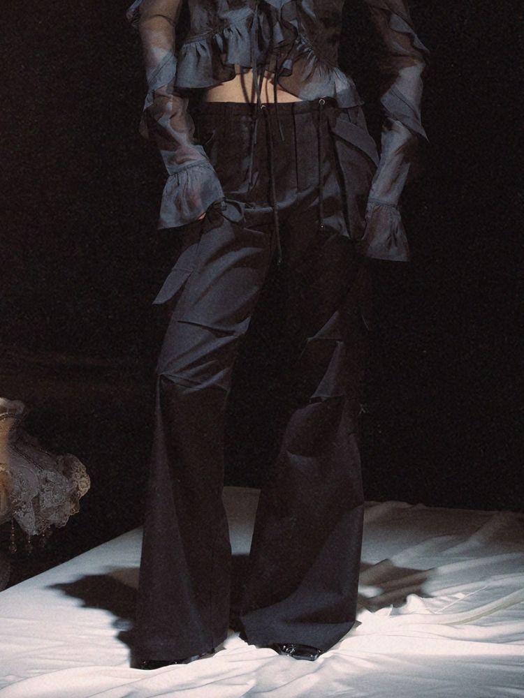 Cropped Low Rise Drawstring Loose Pocket Work Pants【s0000006448】