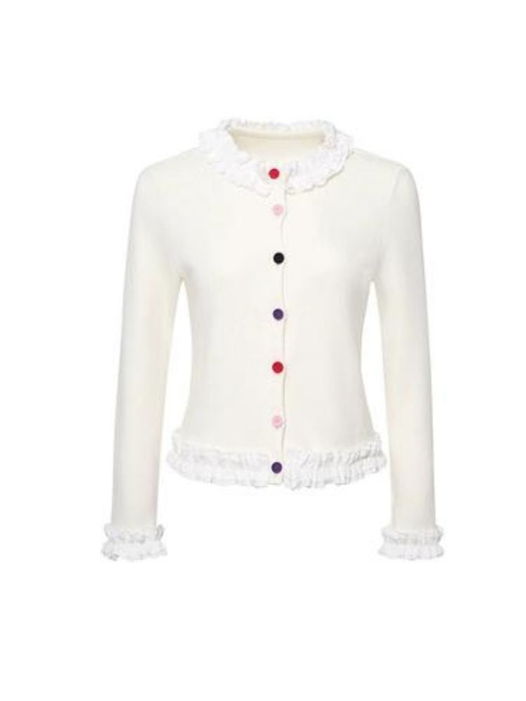 Colorful velvet button girly knitted【s0000003644】