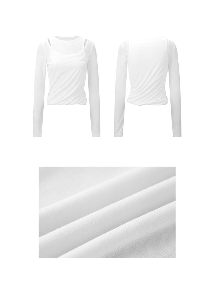 Micro Sheer False Two Piece Split Long Sleeve【s0000007920】