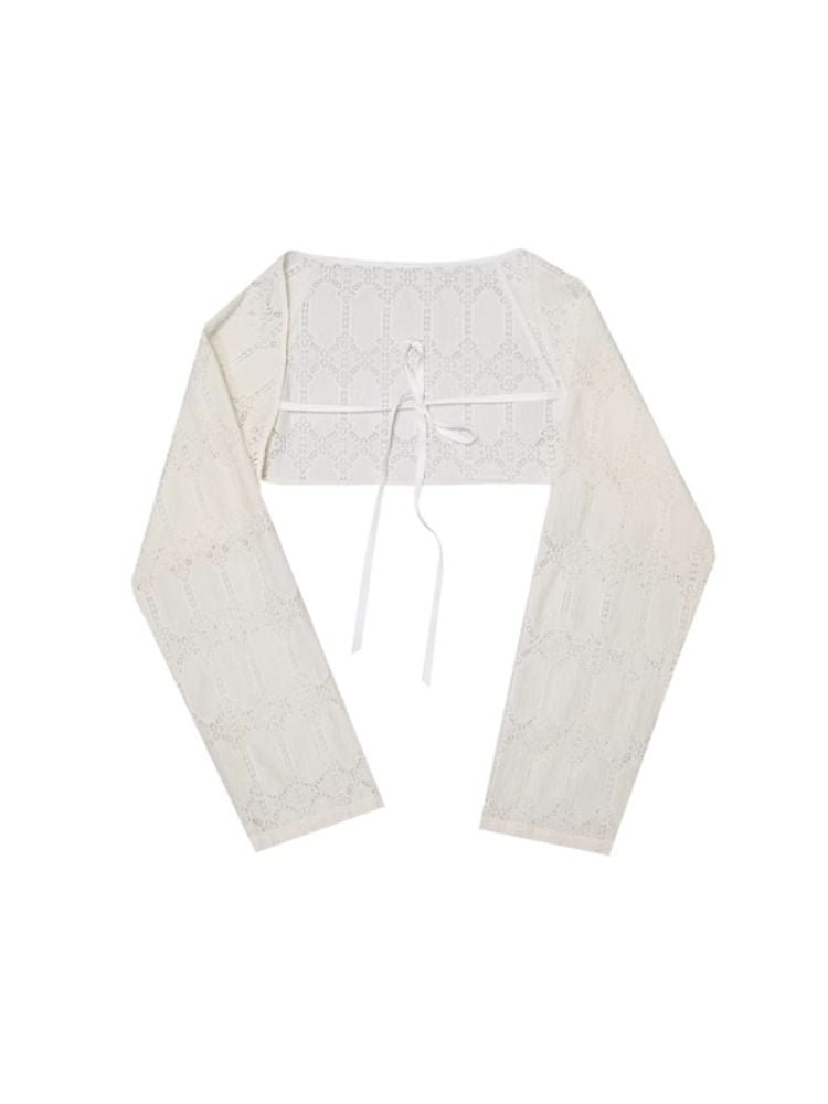 Lace Outer Sunscreen Long Sleeve Cutout Top【s0000005067】