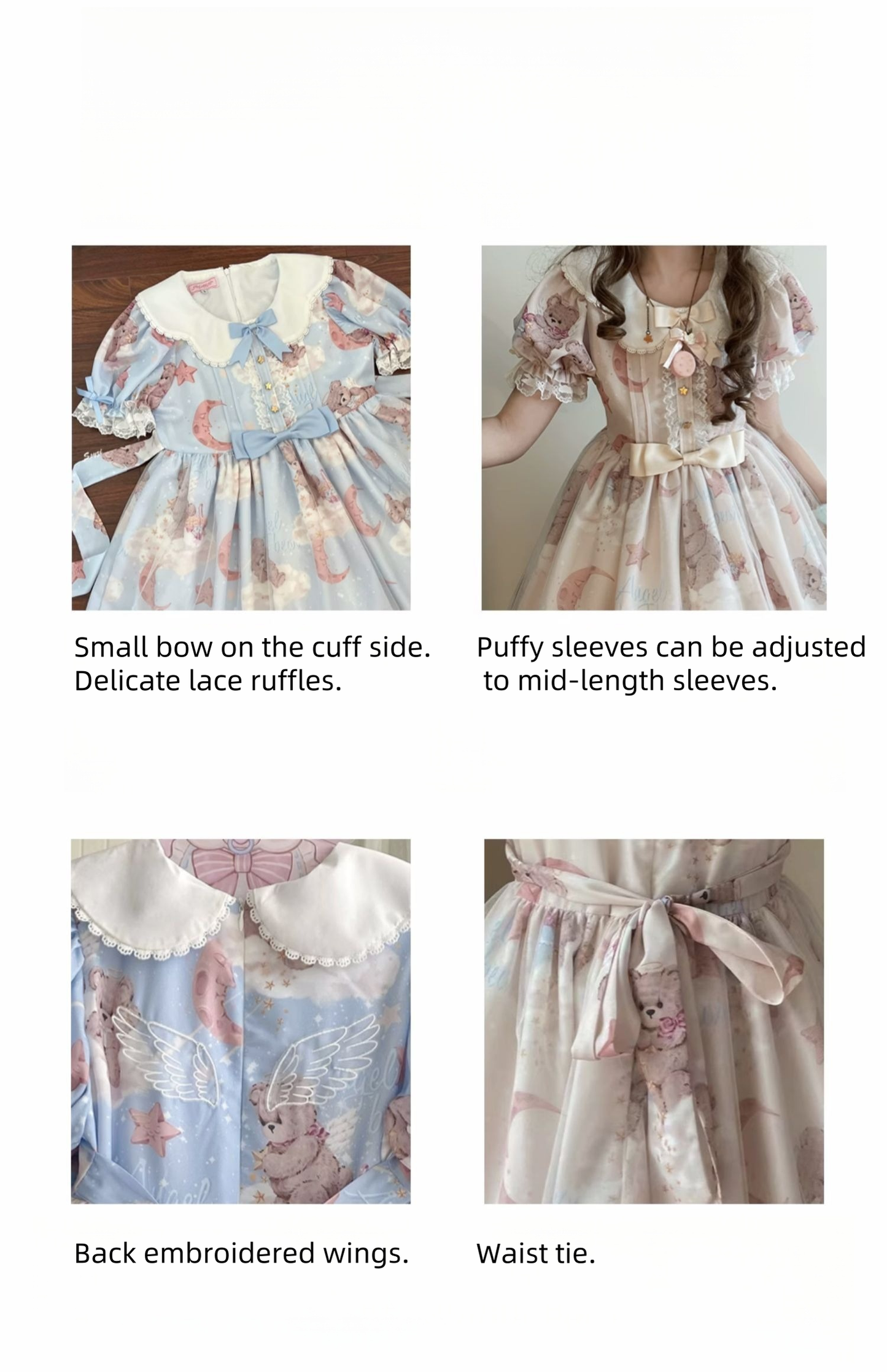Polaris Lolita - Starry Wish Bear 2.0 - Kawaii Lolita OP Dress with Short Puffy Sleeves