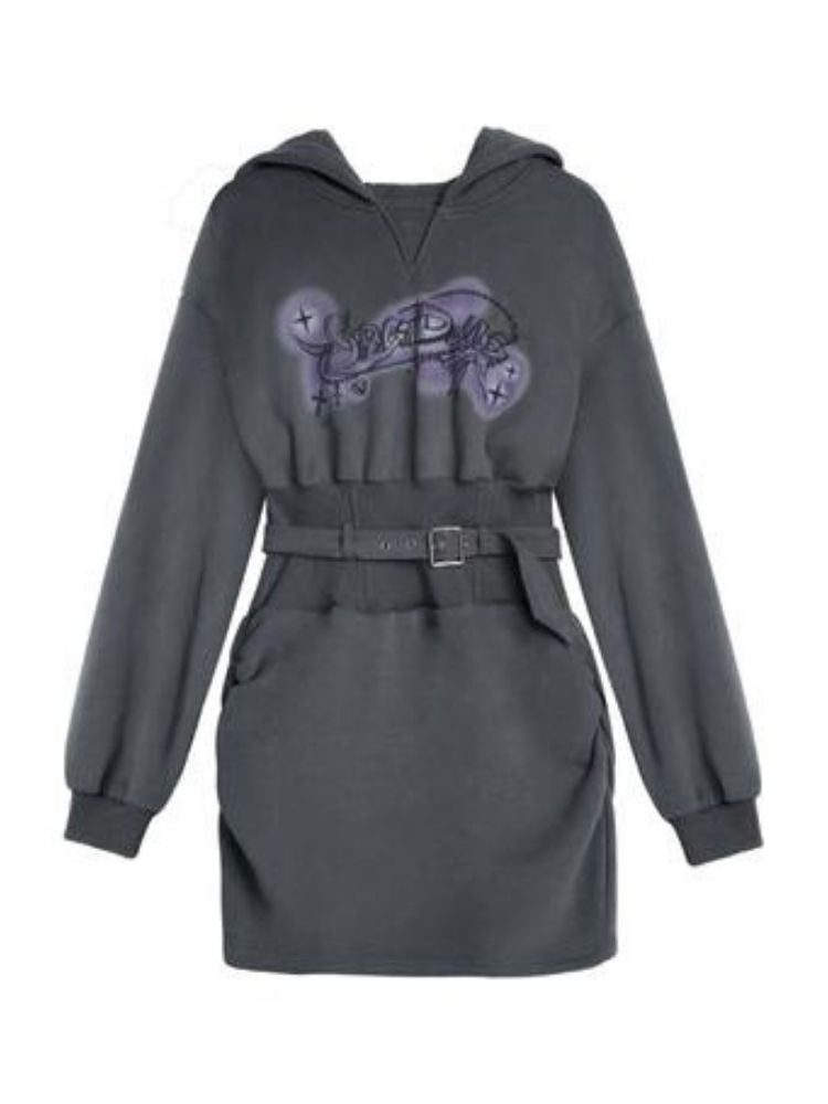 Fleece Waisted Thickened Sweatshirt Dress【s0000005594】