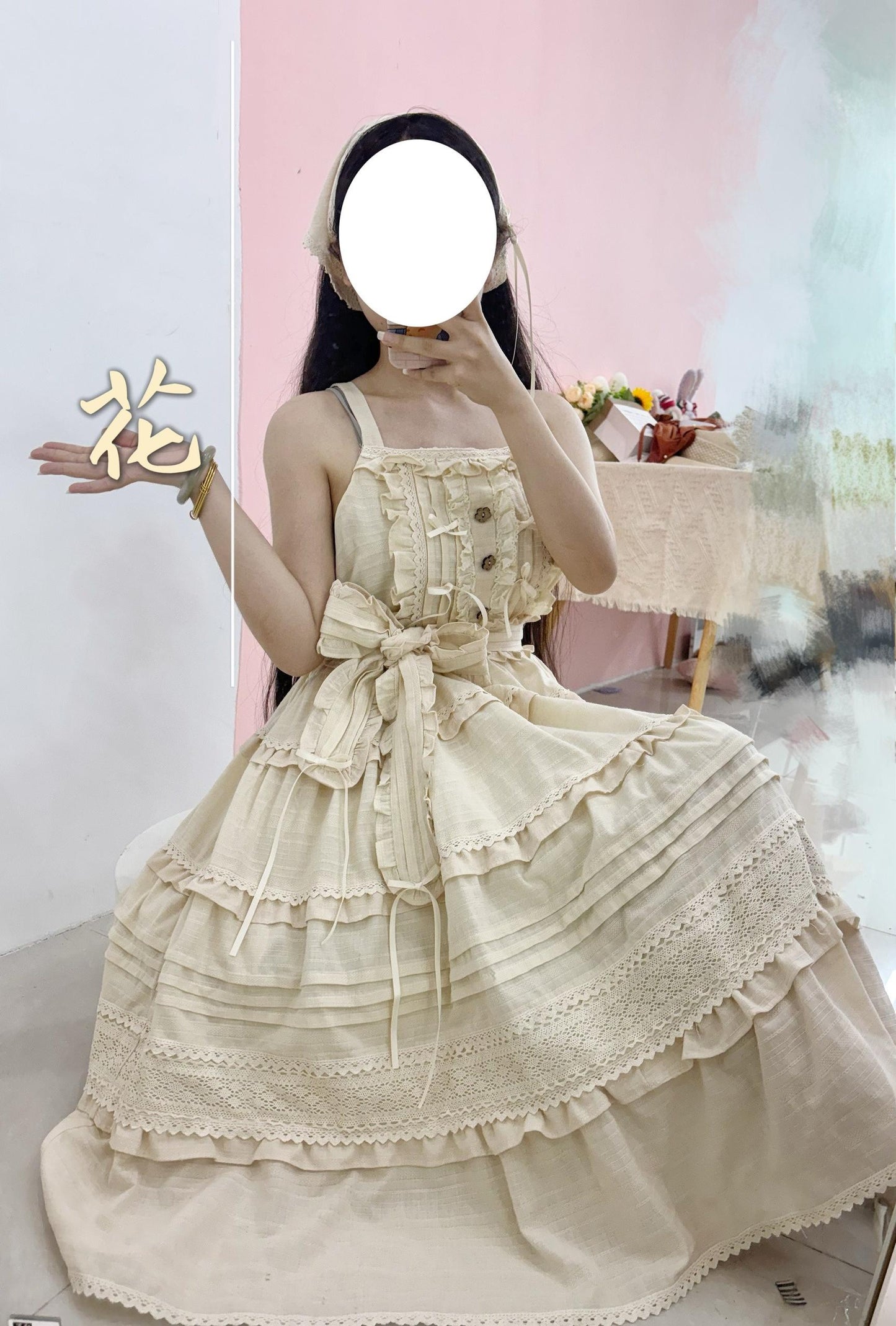 Qianmu - Summer Floral Tea - Country Lolita Cotton Jumper Dress Burlap Dress