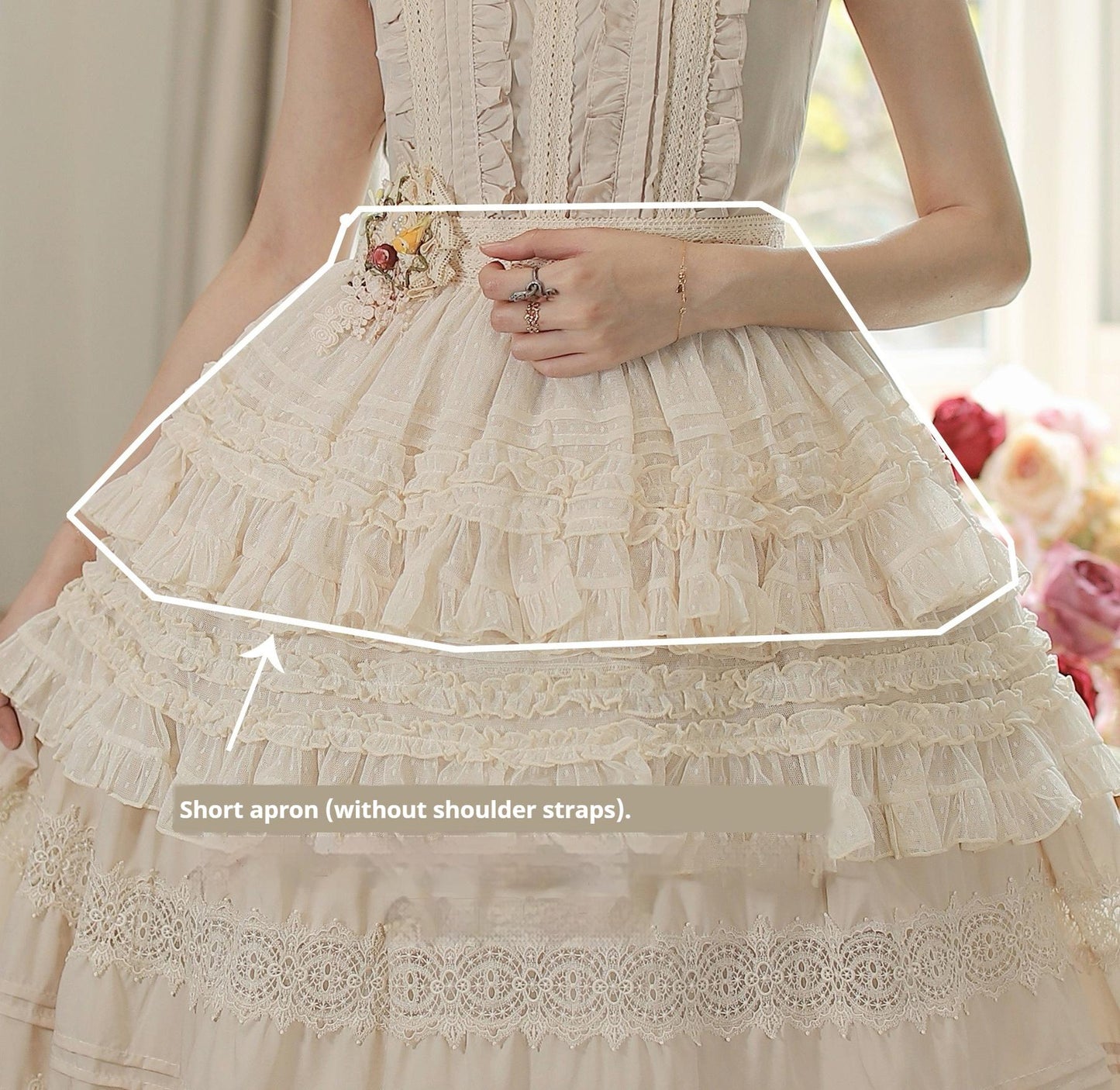 Tiny Garden - Spring Whisper - Solid Color Classic Lolita JSK Dress with Tulle Apron