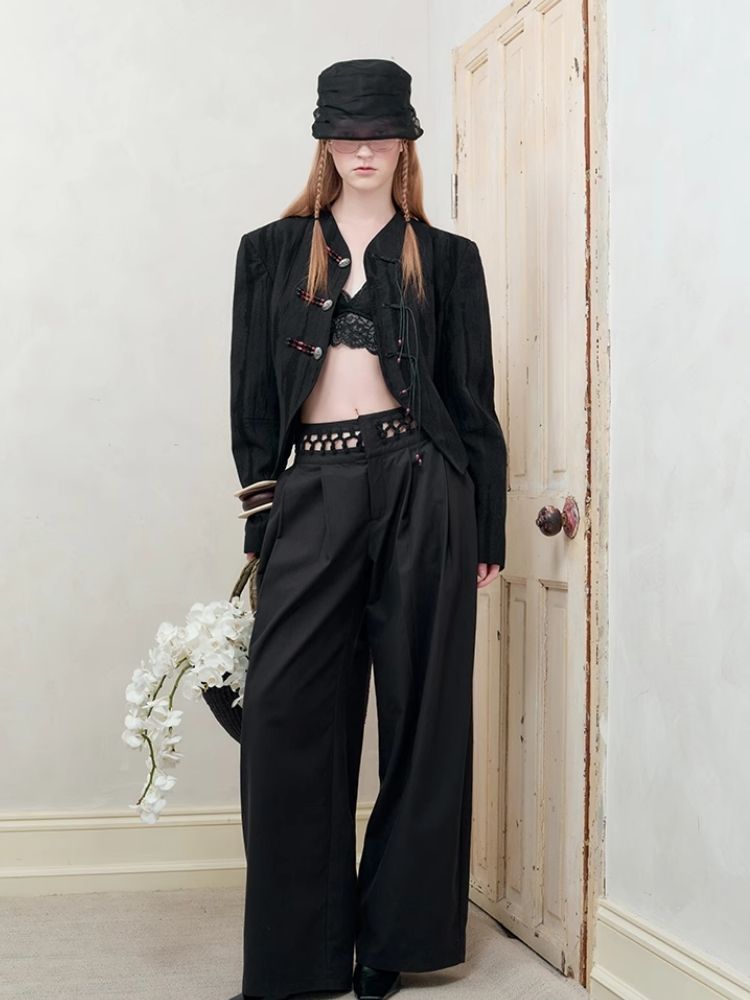 Classic fit beaded and buttoned blazer【s0000008186】