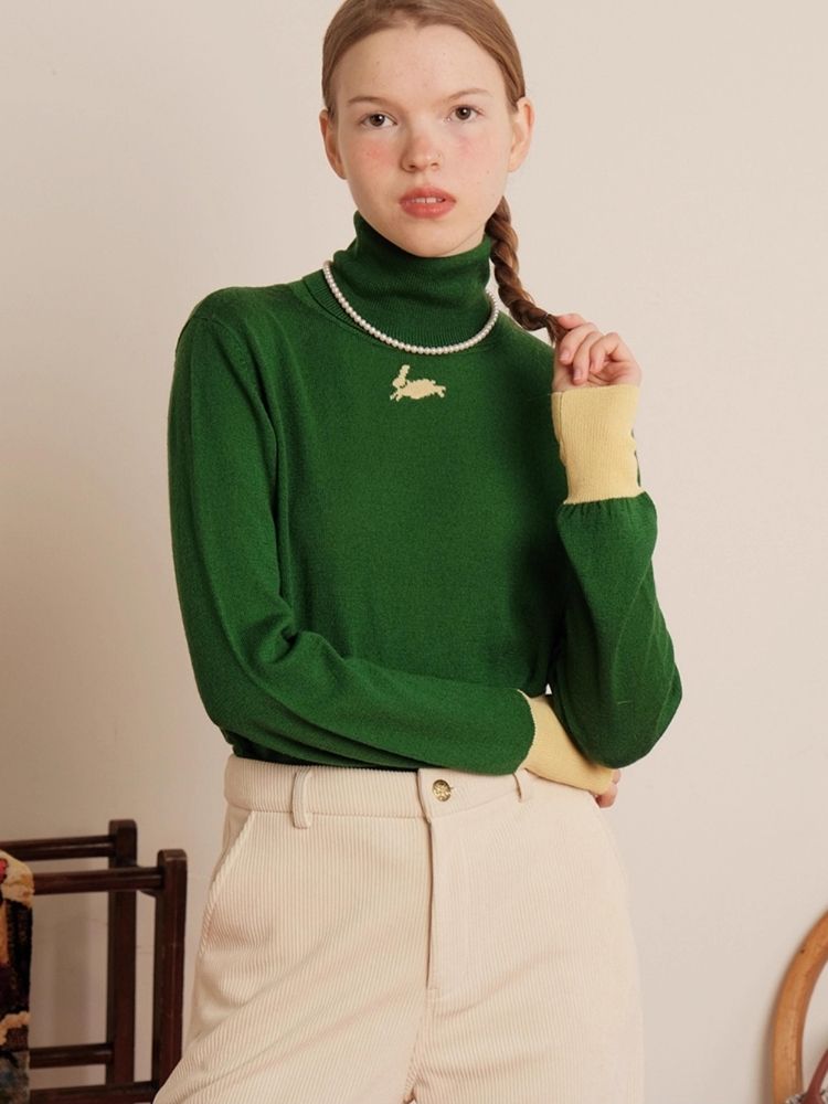 High Neck Color Clash Bottom Shirt【s0000006454】