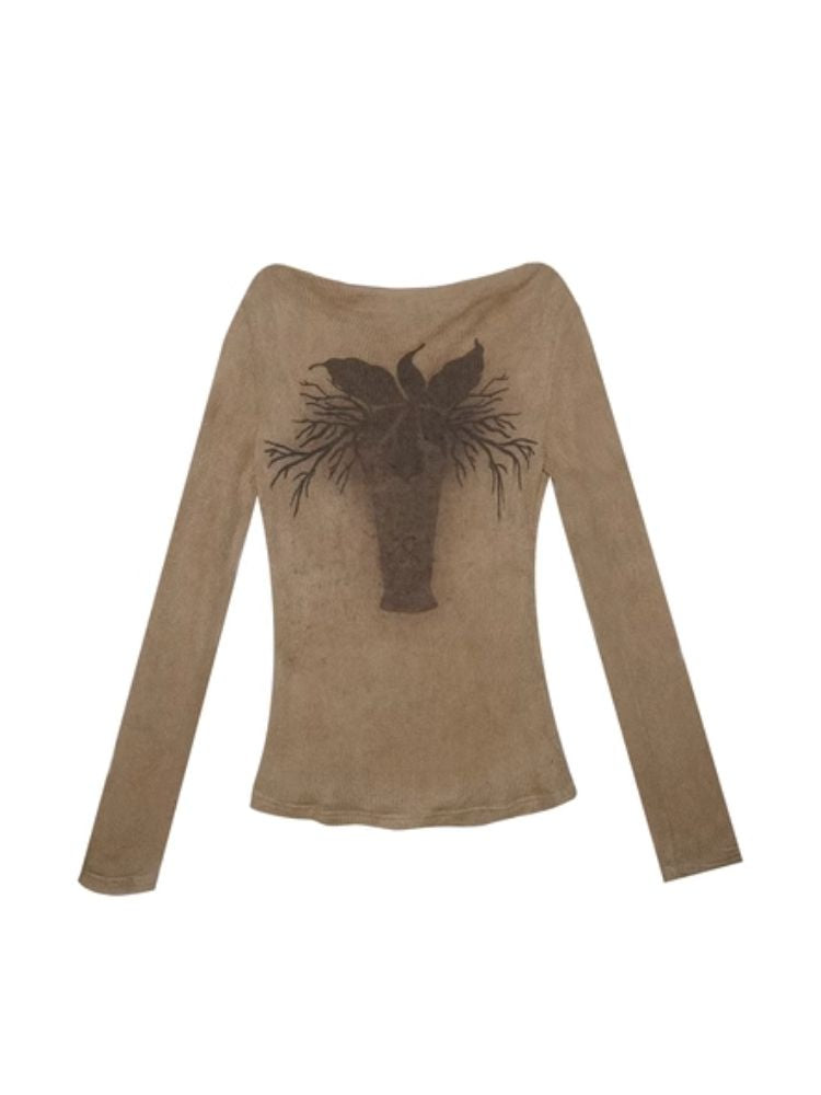 Sheer Knit Strapless Long Sleeve Top【s0000004900】