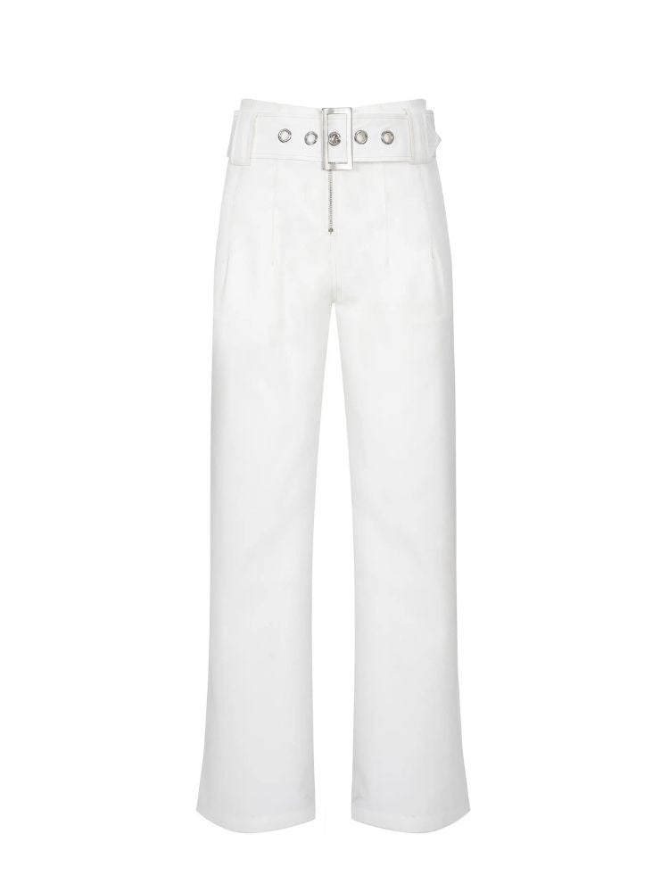White designer straight-leg suit pants【s0000006705】