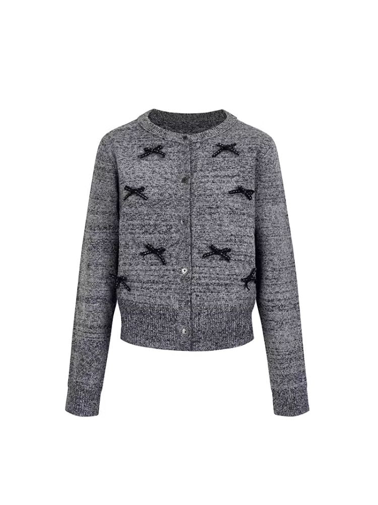 Bow tie short knitted cardigan【s0000006385】