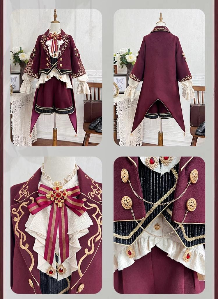 Letters from Unknown Star - Heir - Ouji Lolita Shorts Set Military Prince Lolita Coat and Blouse