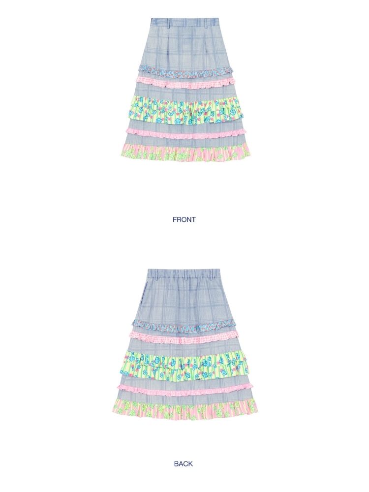 Denim A-line high-waist skirt【s0000003295】