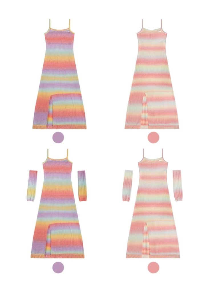 Rainbow suspender dress and arm sleeves【s0000003791】