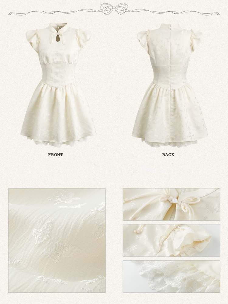 Chinese Style Raffle Sleeve Embroidery Lace Dress【s0000008075】