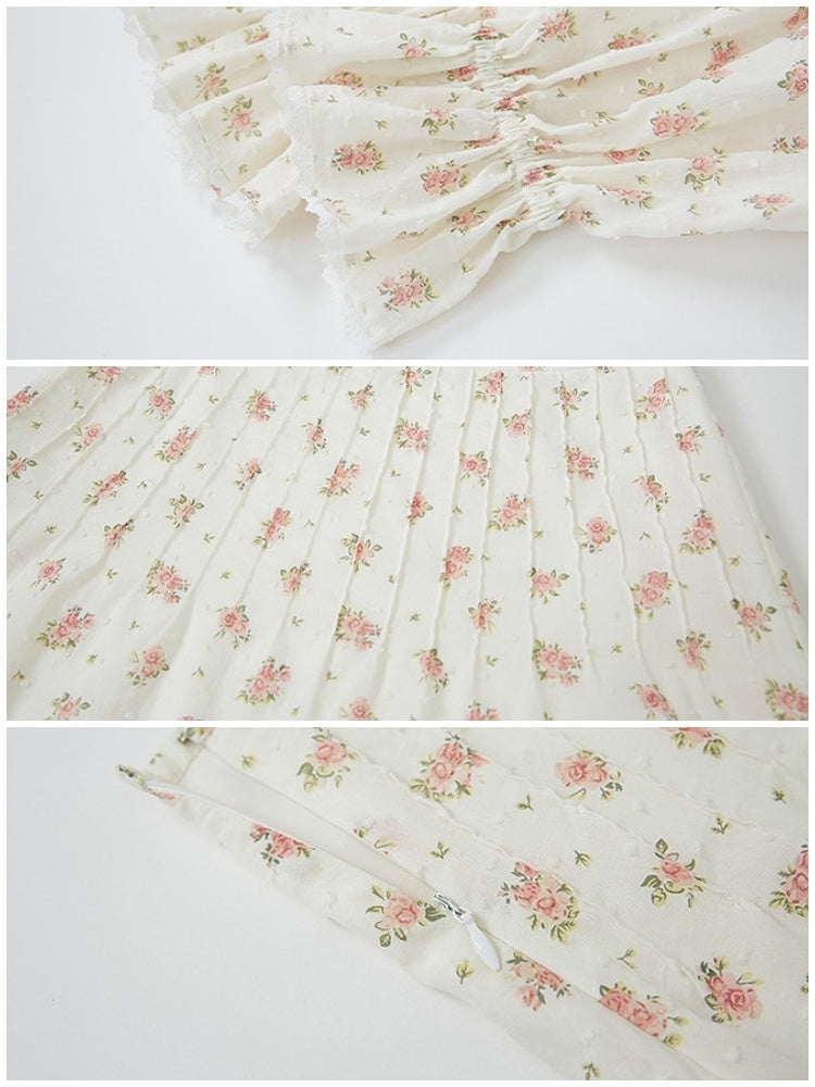 Floral Frill Collar Cropped Shirt & A-Line Mini Skirt【s0000003850】