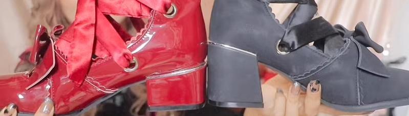 MR.Qiutian - Muse Kiss - Elegant Lolita Shoes Lace-up Bow Heels Round Toe