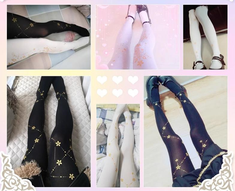 Wulala Mew - Kawaii Lolita Pantyhose Cute Print Lolita Stockings