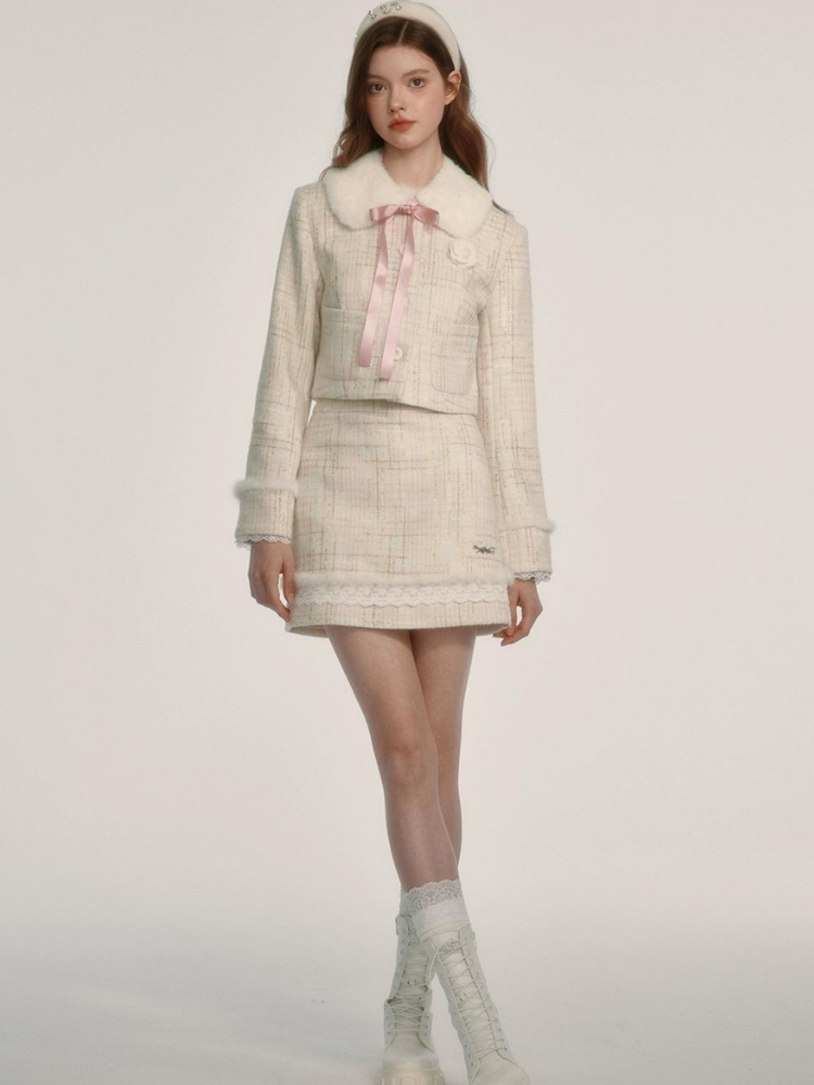 Gold-tone coat and skirt suit【s0000003450】