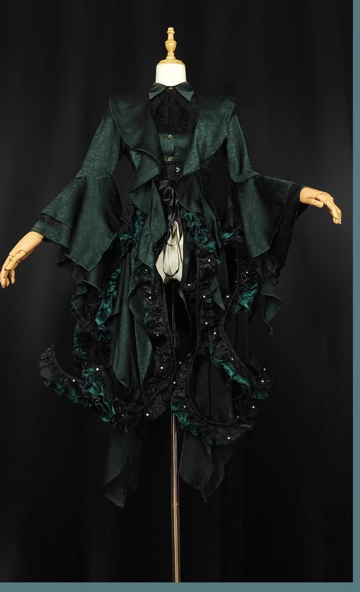 Camouflage Humanoid - Eerie Devour - Ouji Lolita Shirt with Irregular Hem