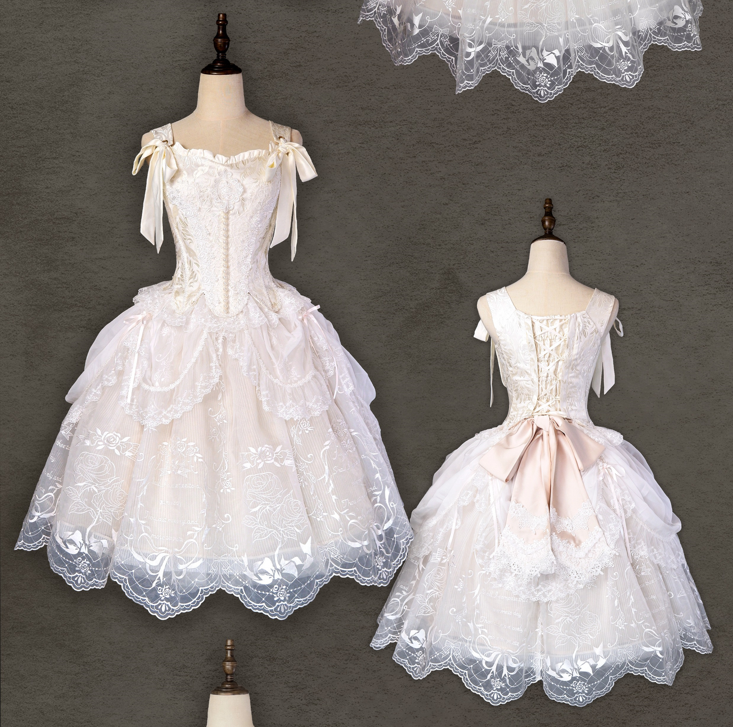 AuroraBorealis - Moonshadow - Gorgeous Wedding Lolita Dress Set Embroidered JSK SK and Bodice