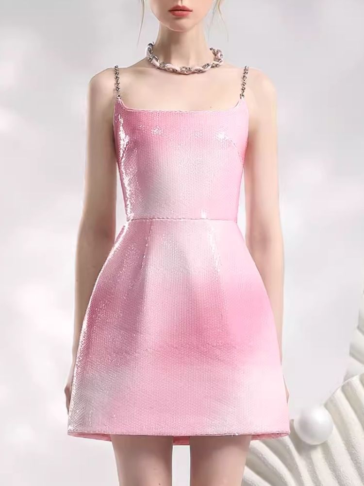 Heavy Sequins Gradient Pink Dress Skirt【s0000006825】