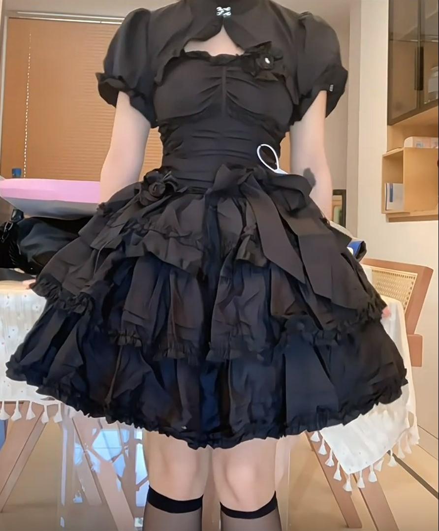 Mengfuzi - LiLith - Christmas Gothic Lolita JSK Dress, Short Sleeve Bolero