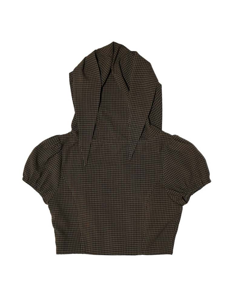 Bunny Ears Hooded Puff Sleeve Short Tops【s0000009033】