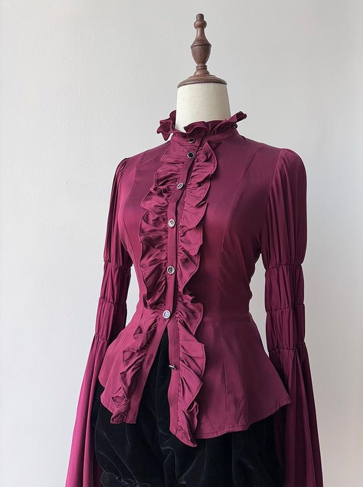 FlowerFairyDaily - Twilight Blessing - Gothic Lolita Blouse with Oversized Princess Sleeves