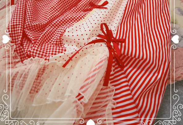Mori Doll - Strawberry Jam - Sweet Lolita Dot and Stripe Print Skirt