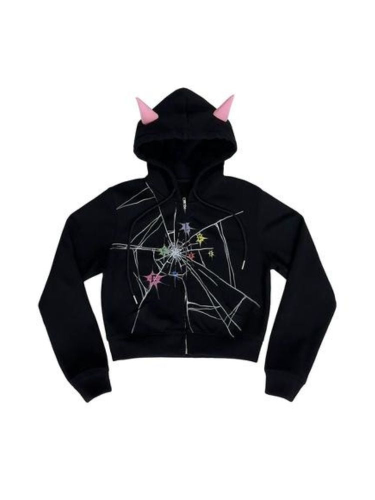 Crackle Print Pointed Short Sweatshirt Jacket【s0000004815】