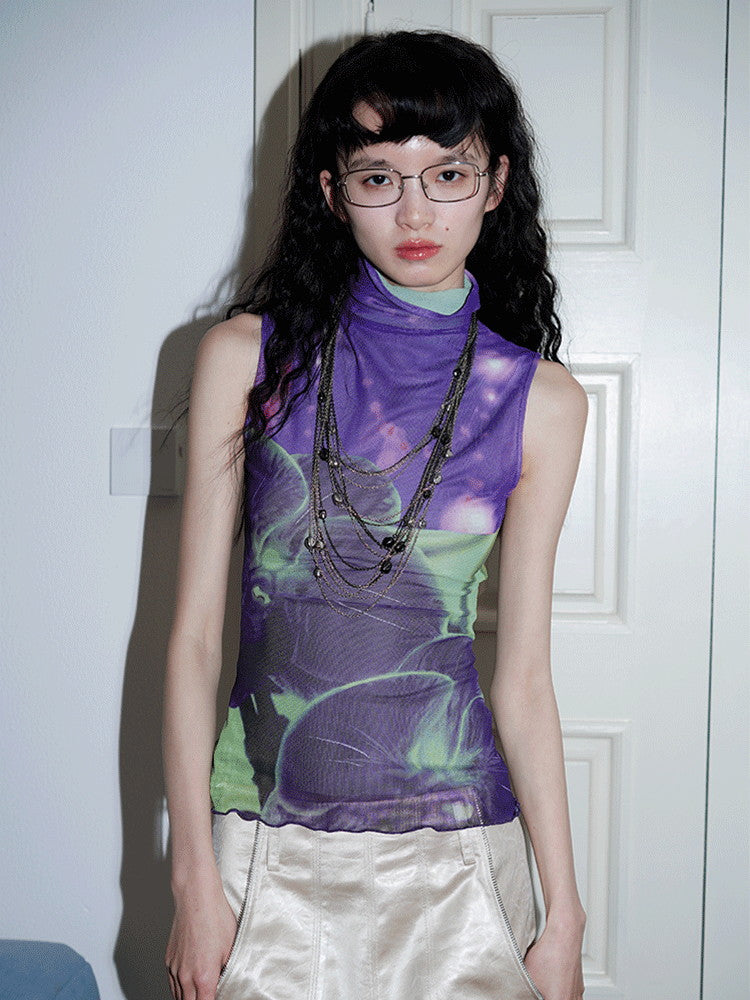 Reversible Drop-Cut Nichi Mellow Tie-Dye No-Sleeve Cutsew