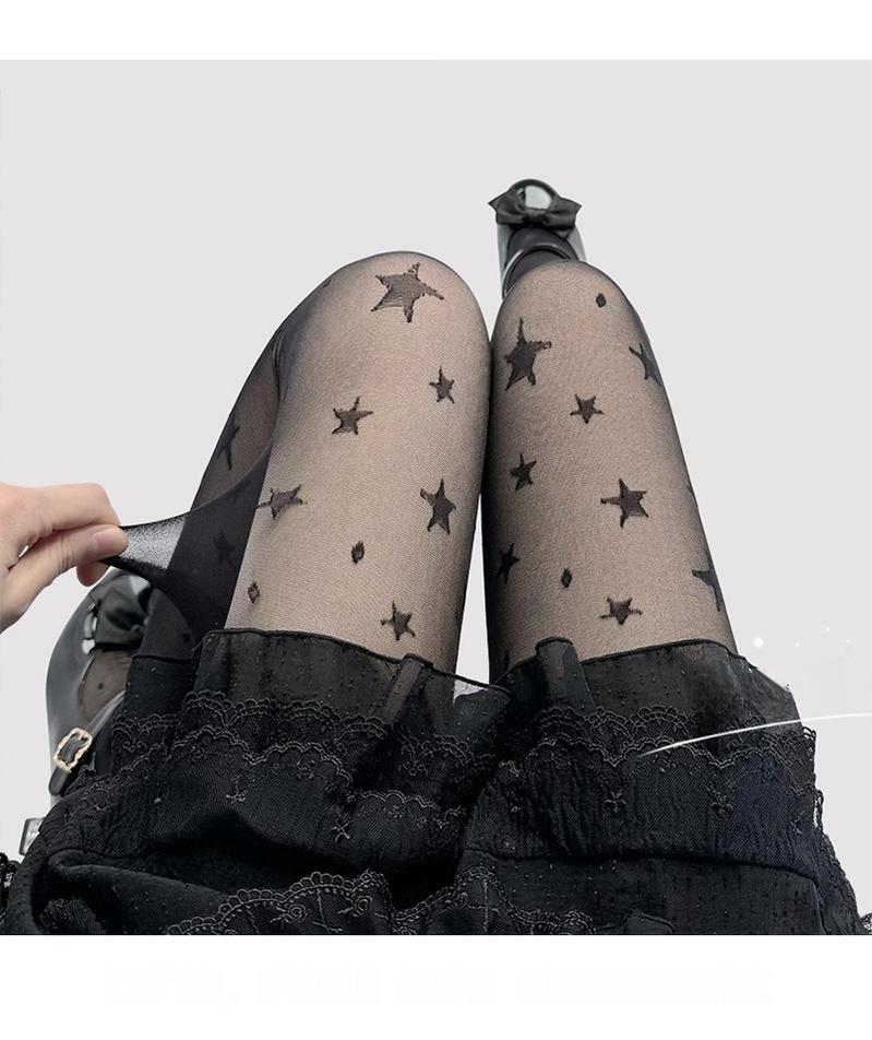 Hua Nai Cat - Summer Kawaii Lolita Thin Tights Sheer Pantyhose with Star Pattern