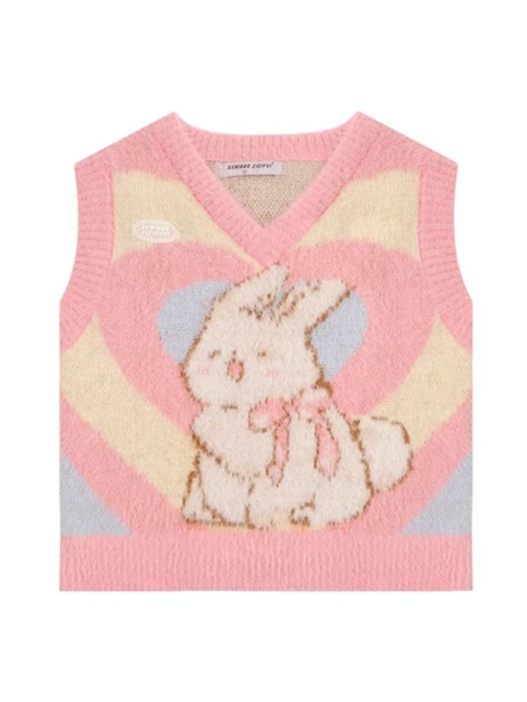 Pink Rabbit Love Knit V-Neck Sweater Vest【s0000006142】