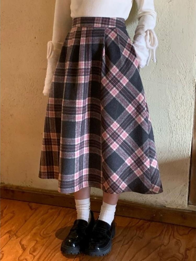 College style pink lantern sleeve tweed suit【s0000005890】