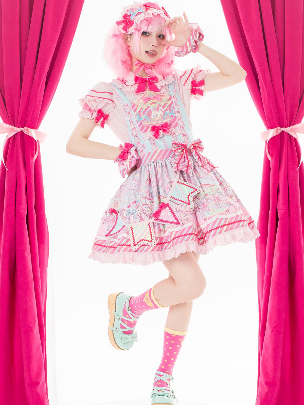 Letters from Unknown Star - Candy Park - Sweet Lolita Print Jumper Dress